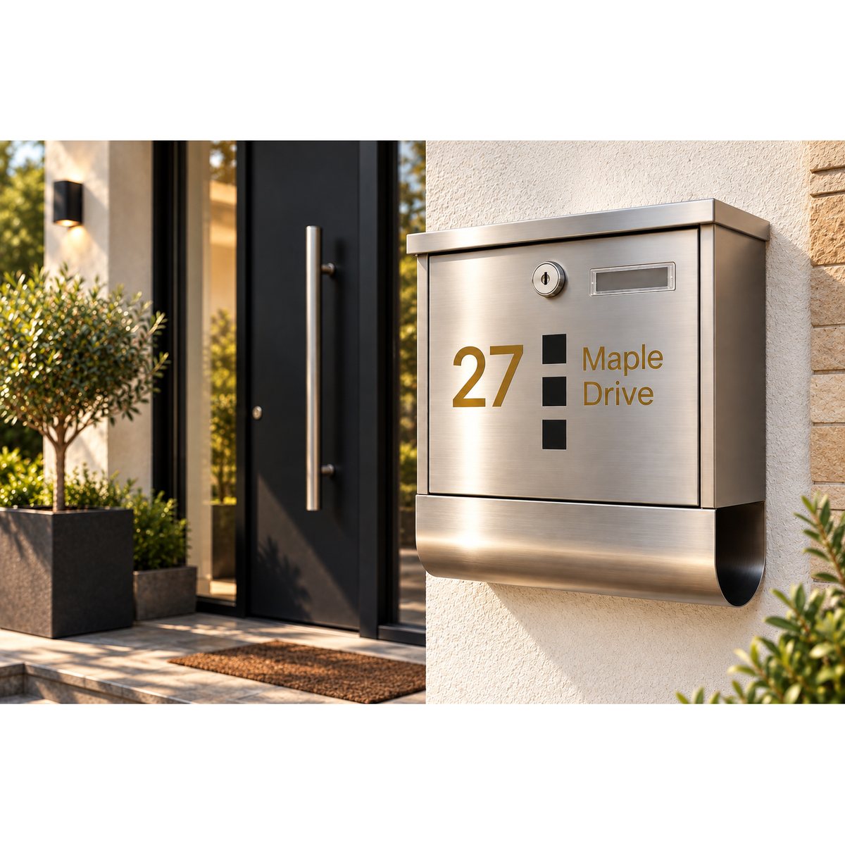 Personalised Stainless Steel Modern Wall Mounted Letterbox With Newspaper Holder