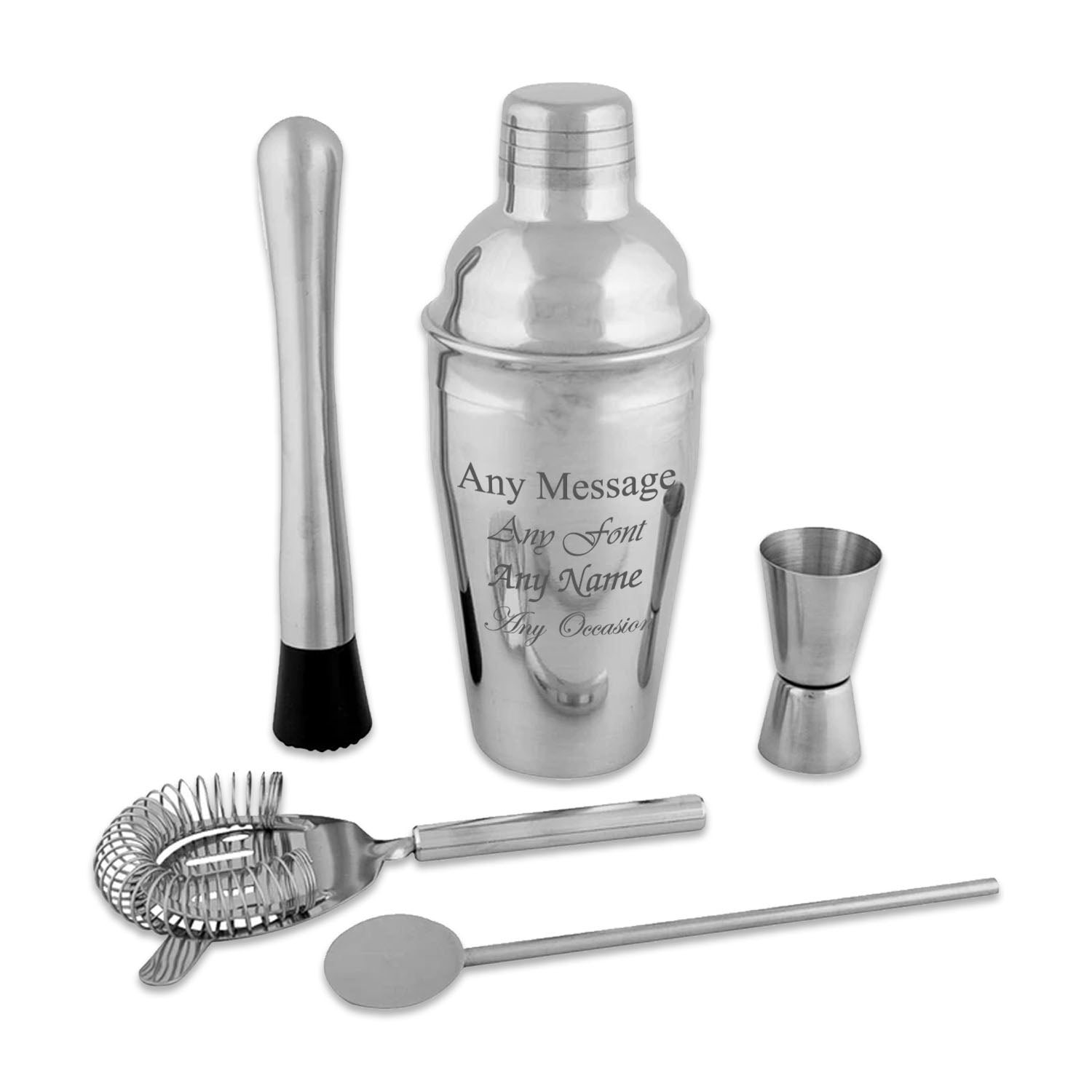 Engraved 5 Piece Cocktail Shaker Set Image 2