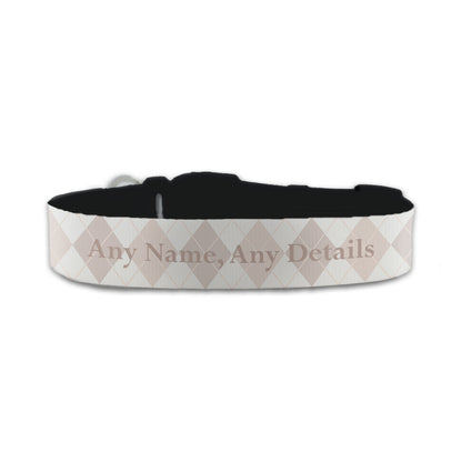 Personalised Small Dog Collar with Square Pattern Background Image 1