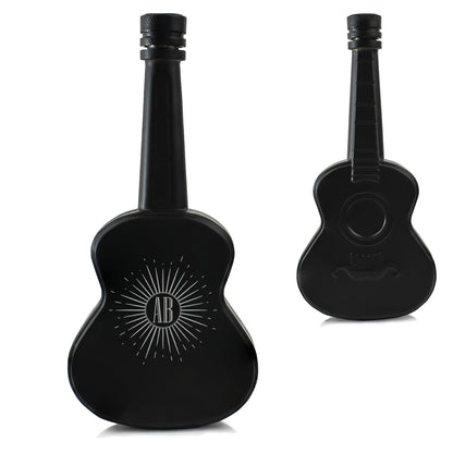 Engraved Black 5oz Guitar Hip Flask with Sunburst Design Image 1