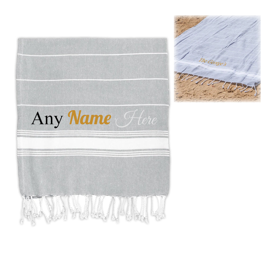 Personalised Turkish Style Cotton Grey Towel Image 1