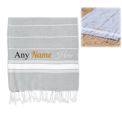 Personalised Turkish Style Cotton Grey Towel Image 2