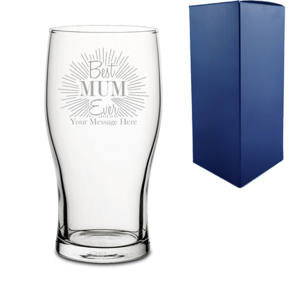 Engraved Pint Glass with Best Mum Ever Design Image 1