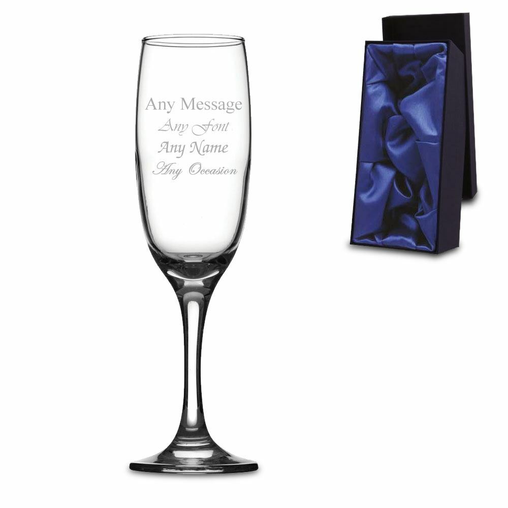 Engraved Champagne Flute with Premium Satin Lined Gift Box Image 1