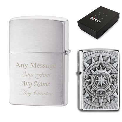 Engraved Compass Emblem Official Zippo Windproof Lighter Image 2