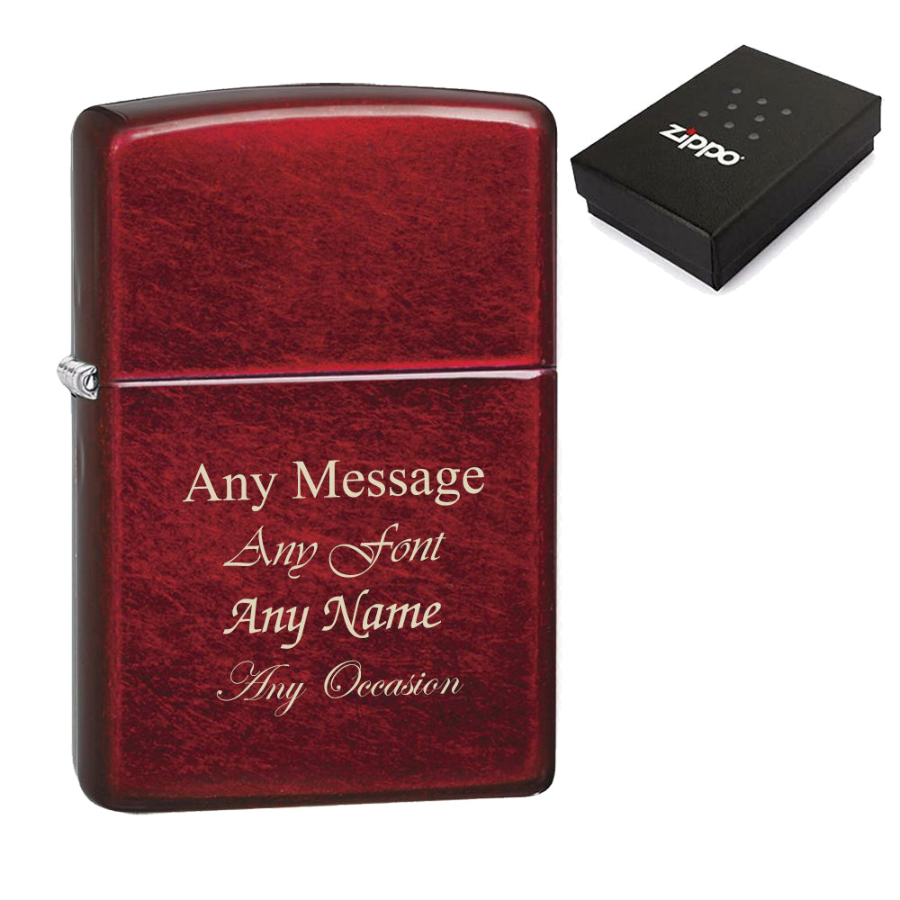 Engraved Candy Apple Red Official Zippo Windproof Lighter Image 1