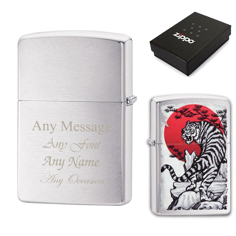 Engraved Asian Tiger Official Zippo Windproof Lighter Image 2