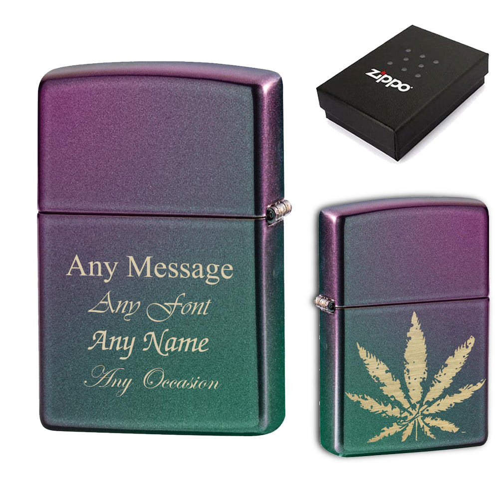 Engraved Iridescent Leaf Official Zippo Windproof Lighter Image 2