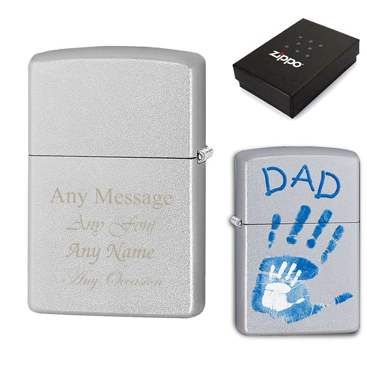 Engraved Dad and Handprints Official Zippo Windproof Lighter Image 1