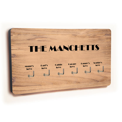 Personalised Novelty 6 hook key holder - Medium wood Image 2