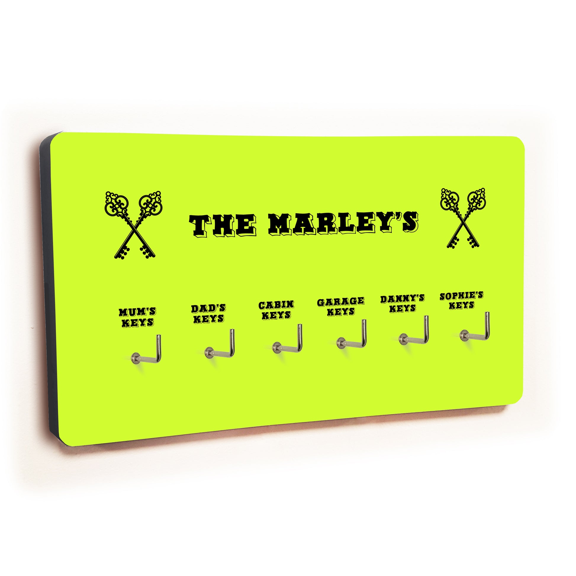 Personalised Novelty Green 6 hook key holder - Cross keys Image 2