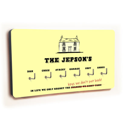 Personalised Novelty Yellow 6 hook key holder - House Image 2