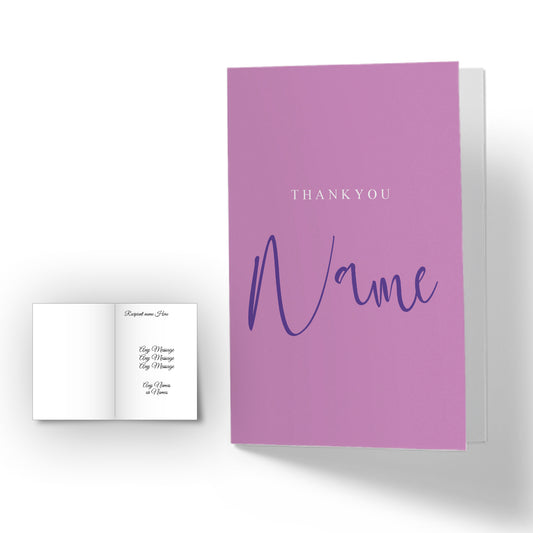 Personalised Thankyou -plus any name- Card - Heliotrope Image 1