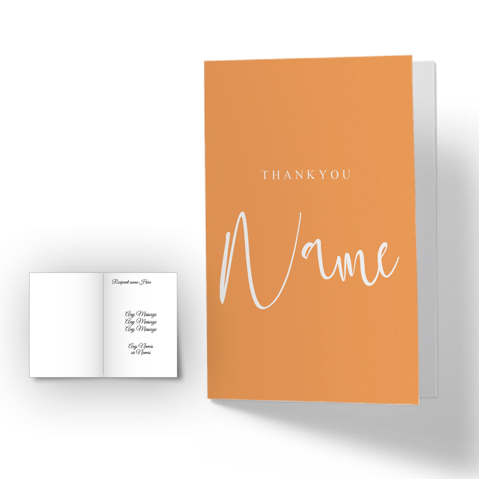 Personalised Thankyou -plus any name- Card - Orange Image 1