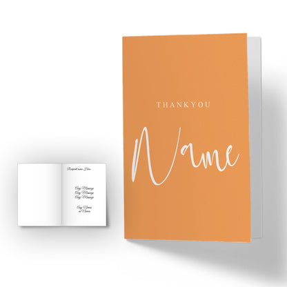 Personalised Thankyou -plus any name- Card - Orange Image 1