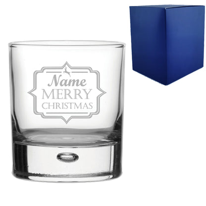 Engraved Christmas Whiskey Tumbler with Name Merry Christmas Design Image 1