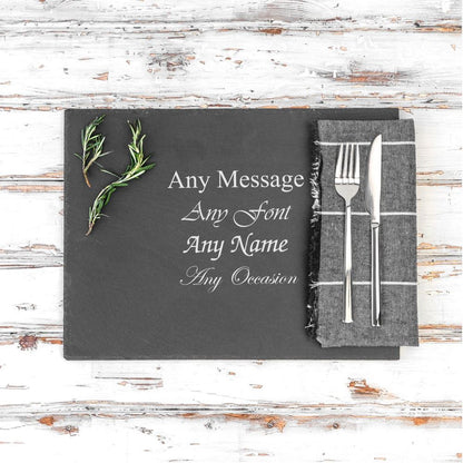 Personalised Engraved Rectangular Natural Slate Placemat and Platter Image 1