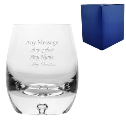 Engraved 420ml Handmade Bubble Base Barrel Whisky Tumbler With Gift Box Image 2