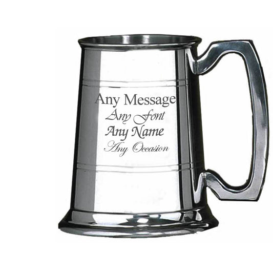 Engraved 10oz Half Pint Pewter Tankard Image 1