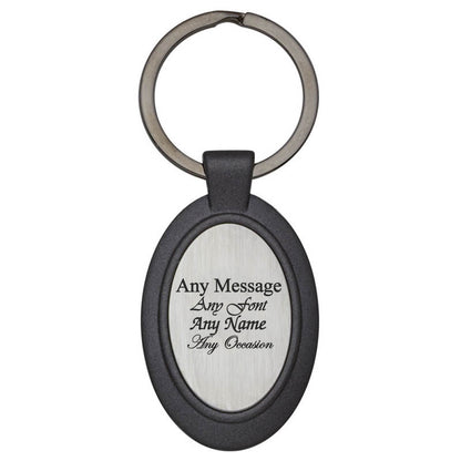 Engraved Oval Keyring with Black Border Image 2