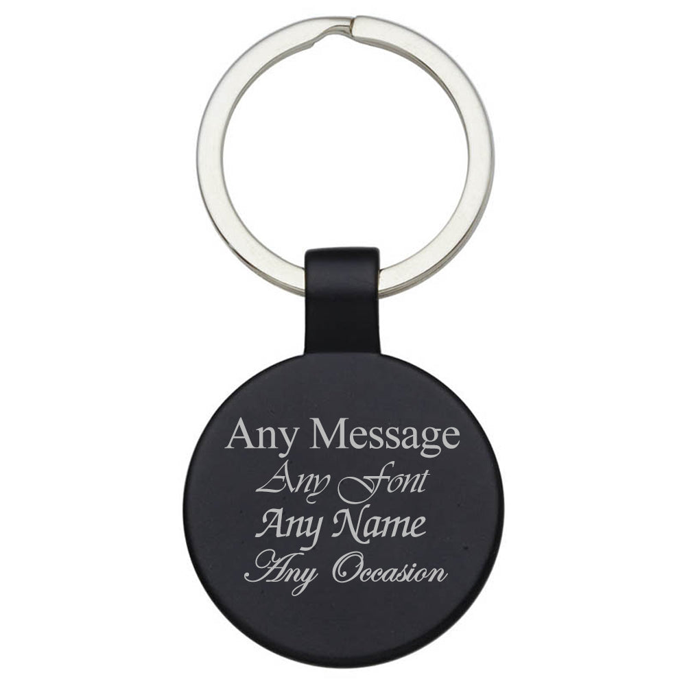 Engraved Round Black Keyring Image 2