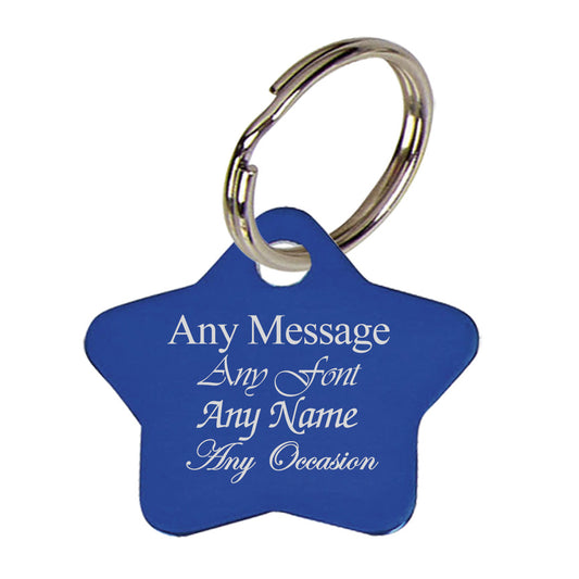 Engraved Blue Star Keyring Image 1