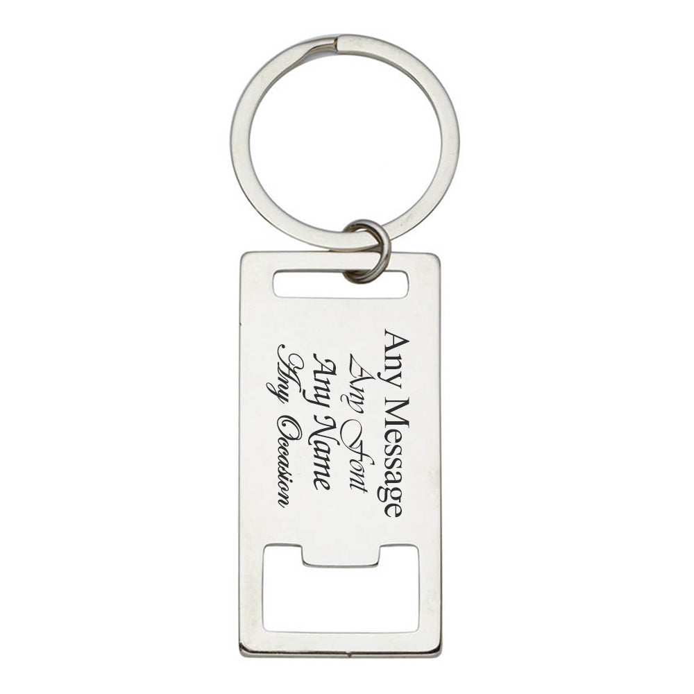 Engraved Rectangle Bottle Opener Keyring Image 2