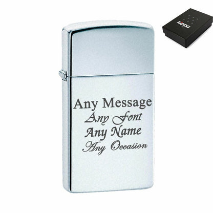 Engraved High Polished Chrome Slim Zippo, Official Zippo lighter Image 1