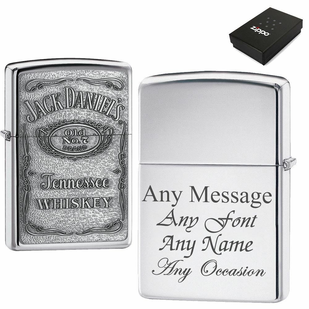 Engraved Polished Chrome Jack Daniels Zippo, Official Zippo lighter Image 1