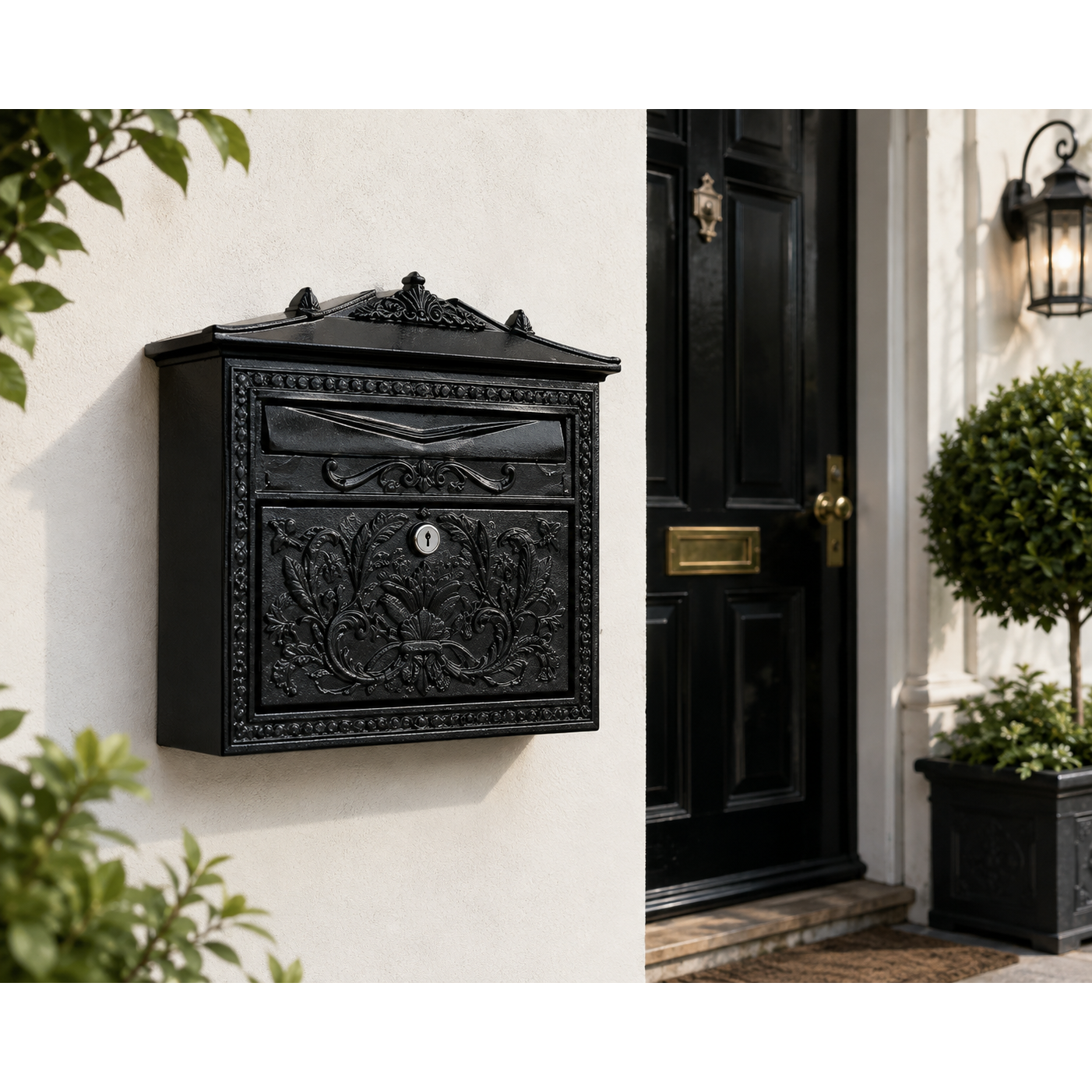 Lockable Metal Post Box | Vintage Ornate Design | Multiple Colours
