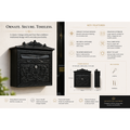 Lockable Metal Post Box | Vintage Ornate Design | Multiple Colours