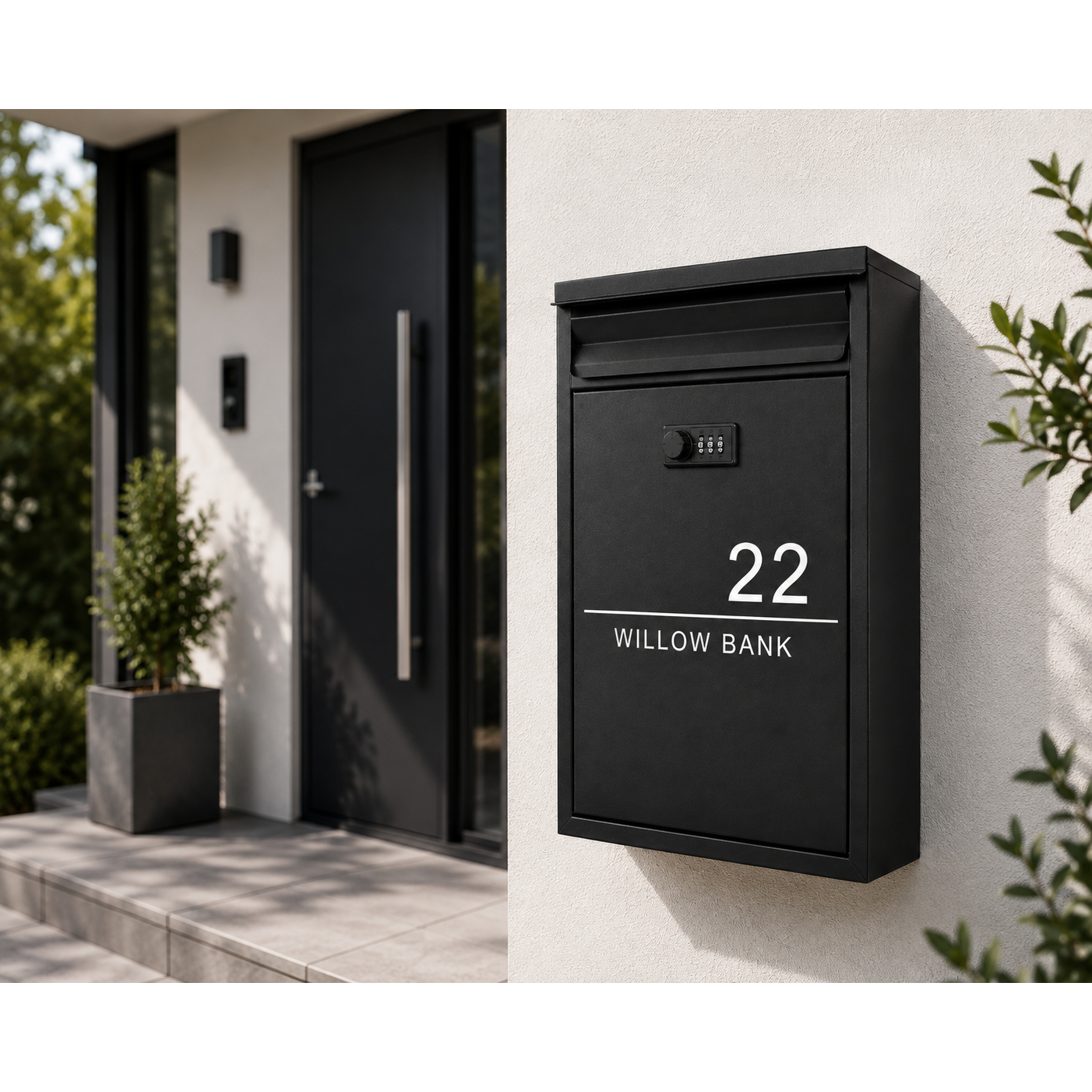 Personalised Keyless Combination Lock Post Box | Modern Wall Mounted Mailbox