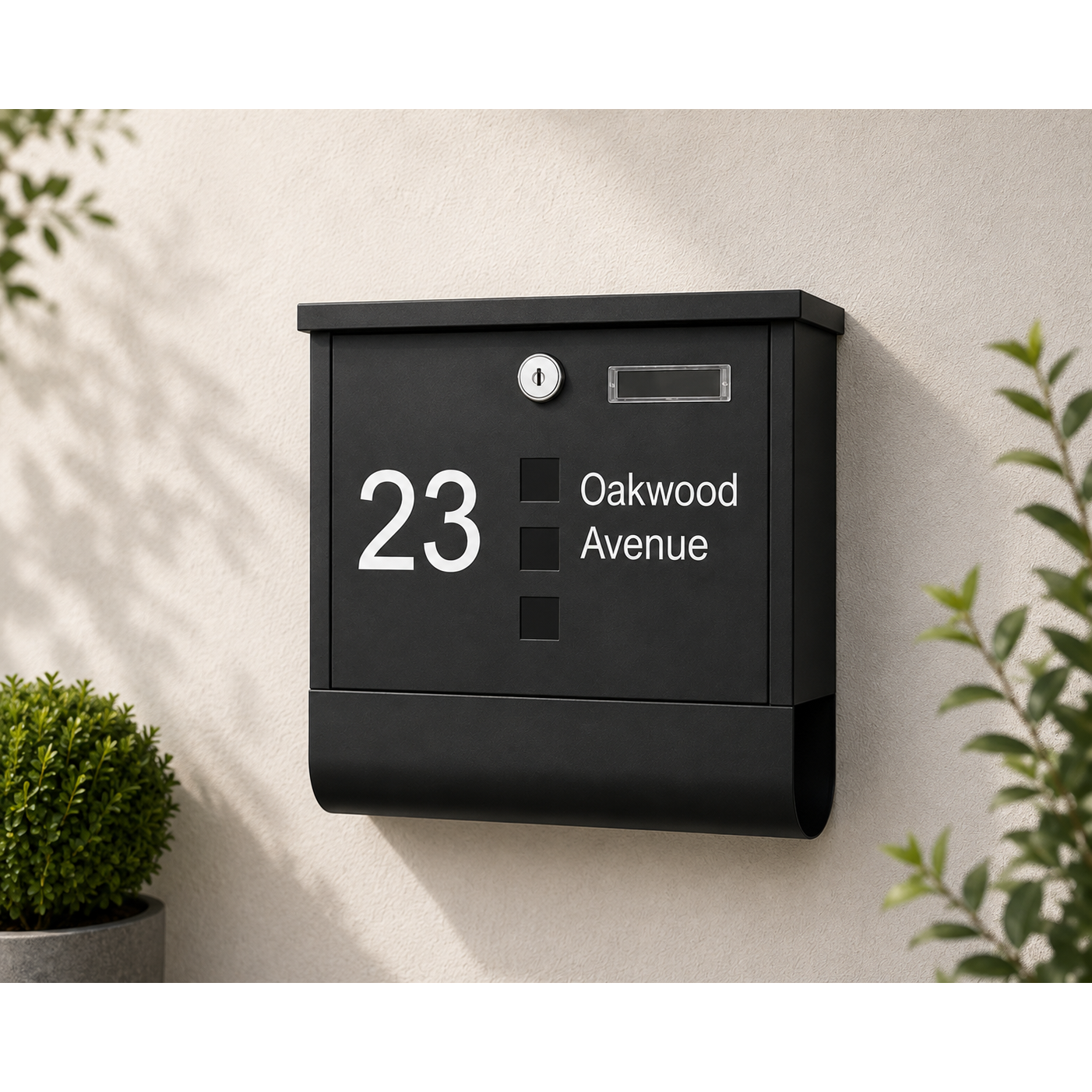 Personalised Modern Wall Mounted Letterbox With Newspaper Holder | Multiple Colours
