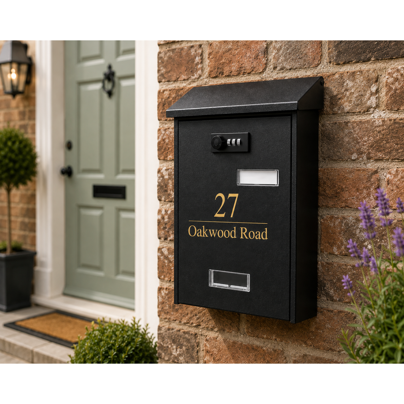 Wall Mounted Post Box | Personalised Address Mailbox | Modern Outdoor Letter Box