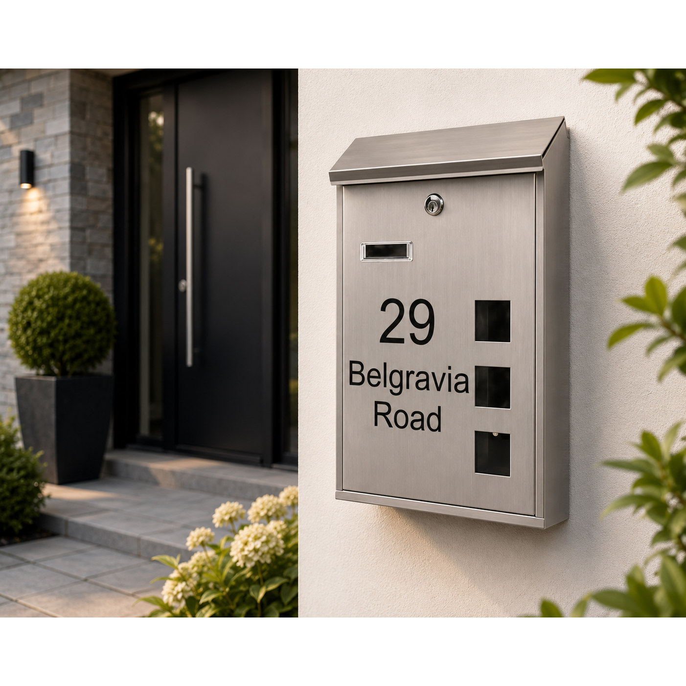 Personalised Stainless Steel Mailbox | Modern Custom Address Post Box