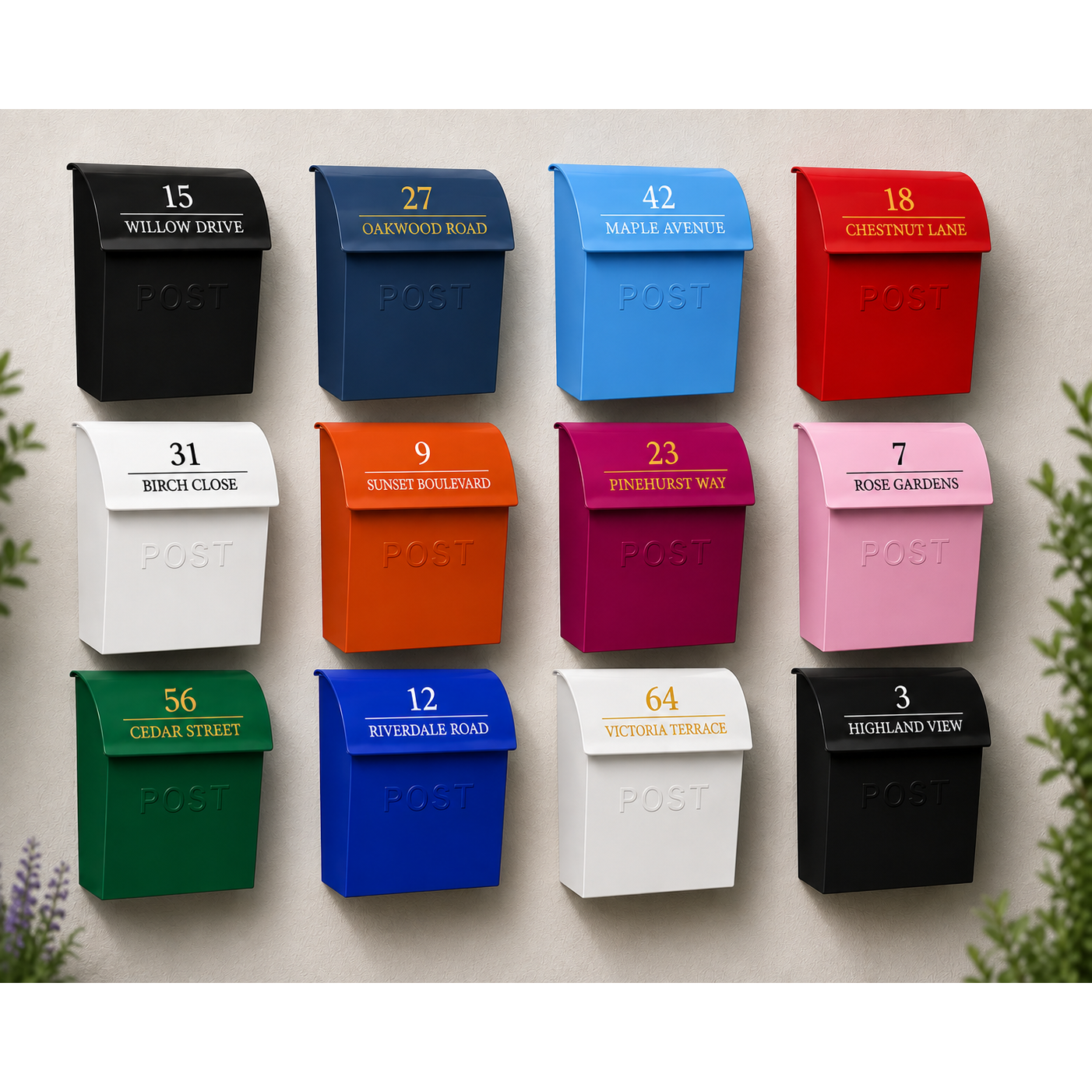 Lockable Wall Mounted Post Box | Secure Steel Letterbox | Multiple Colours