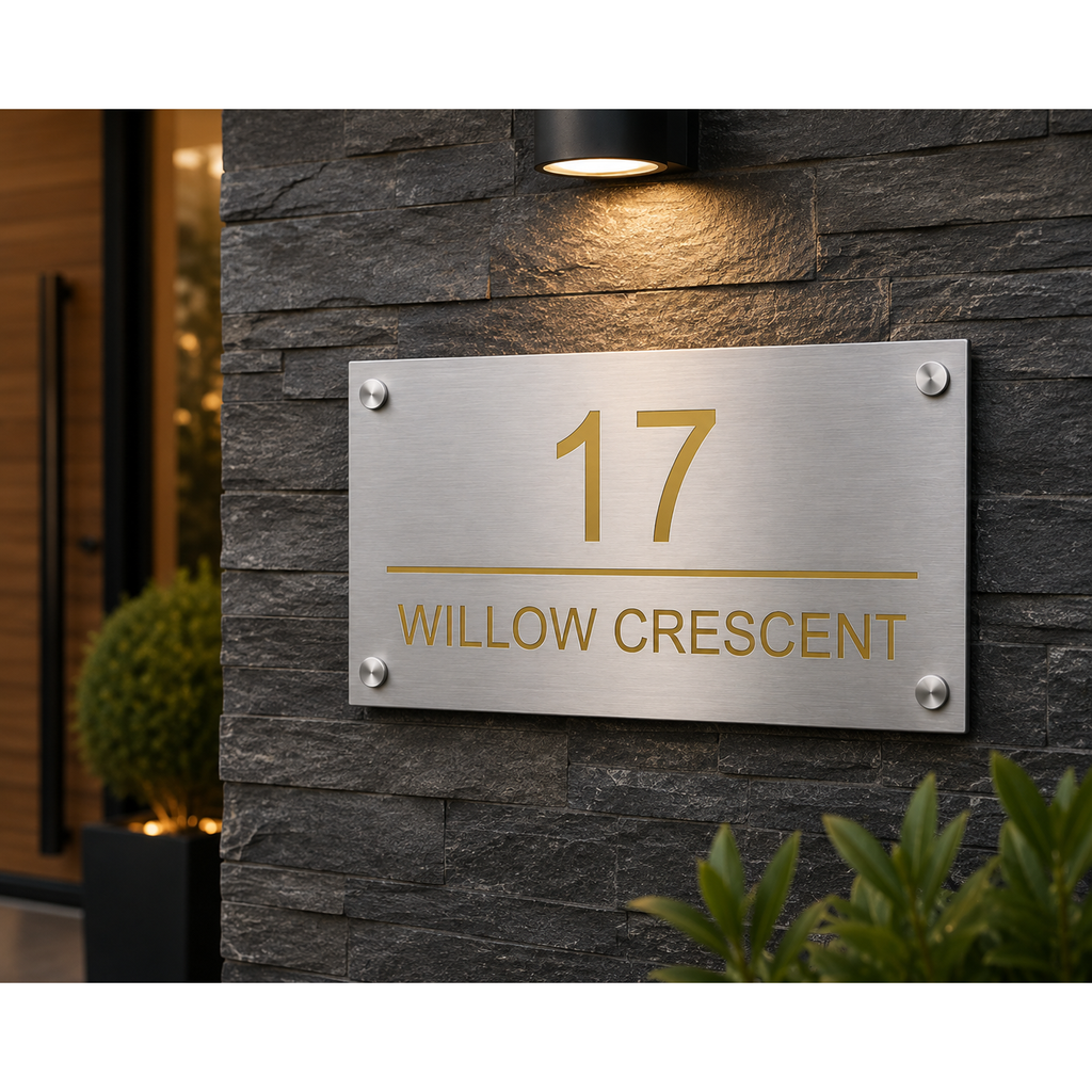 Personalised Stainless Steel Sign 325mm x 180mm