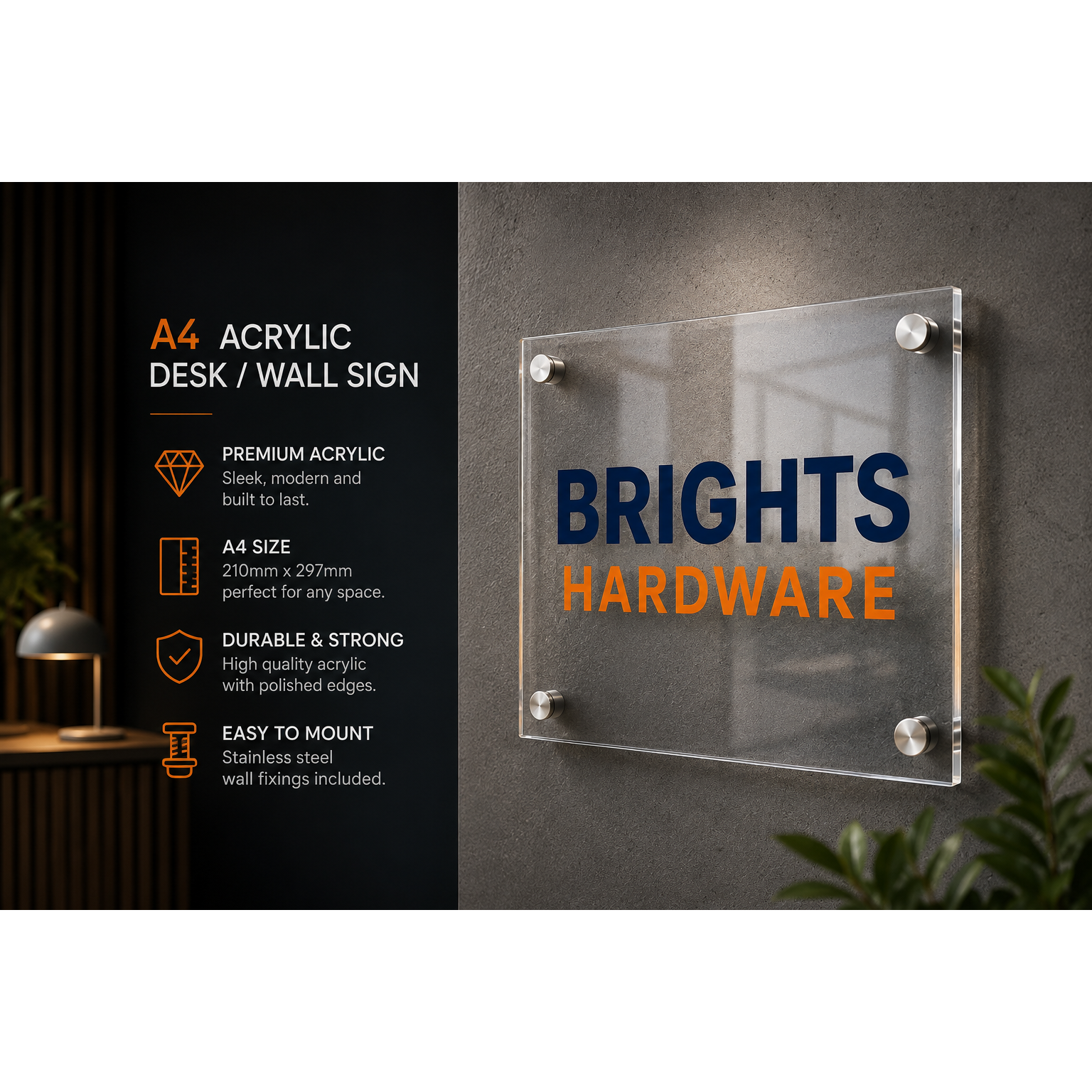 Personalised A4 Acrylic Sign 210mm x 297mm