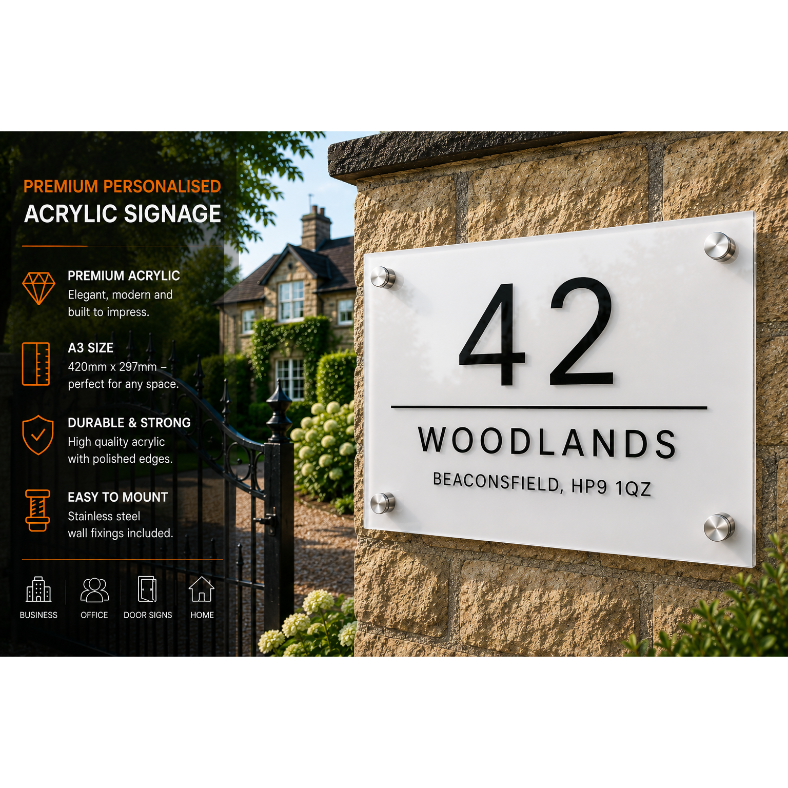 Personalised A3 Acrylic Sign 297mm x 420mm