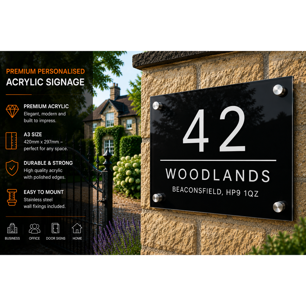 Personalised A3 Acrylic Sign 297mm x 420mm