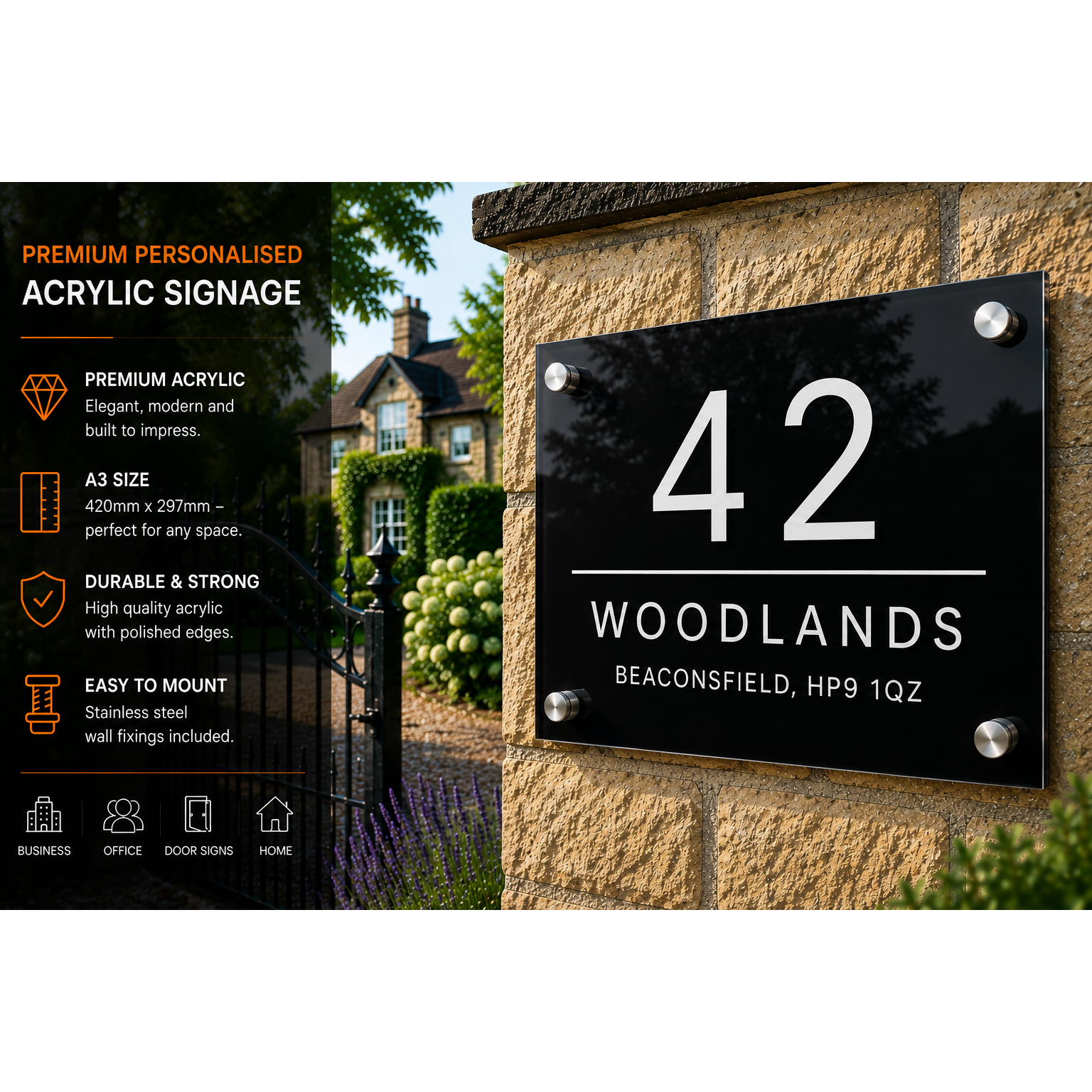 Personalised A3 Acrylic Sign 297mm x 420mm