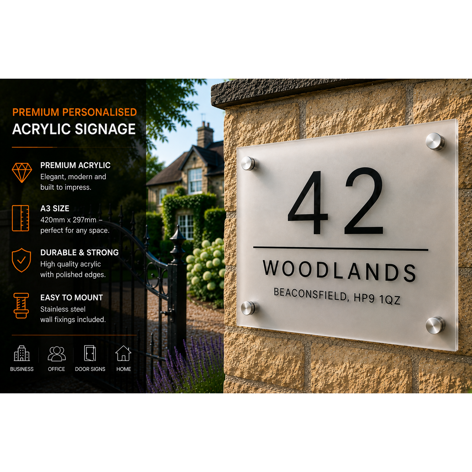 Personalised A3 Acrylic Sign 297mm x 420mm