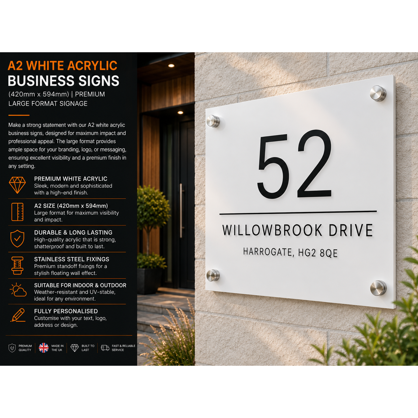 Personalised A2 Acrylic Sign 420mm x 594mm