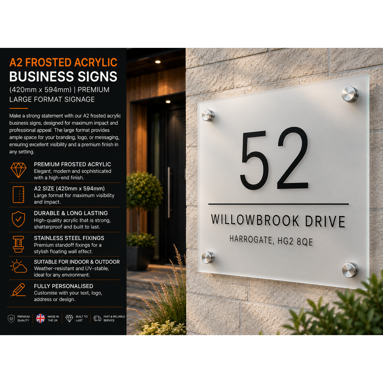 Personalised A2 Acrylic Sign 420mm x 594mm