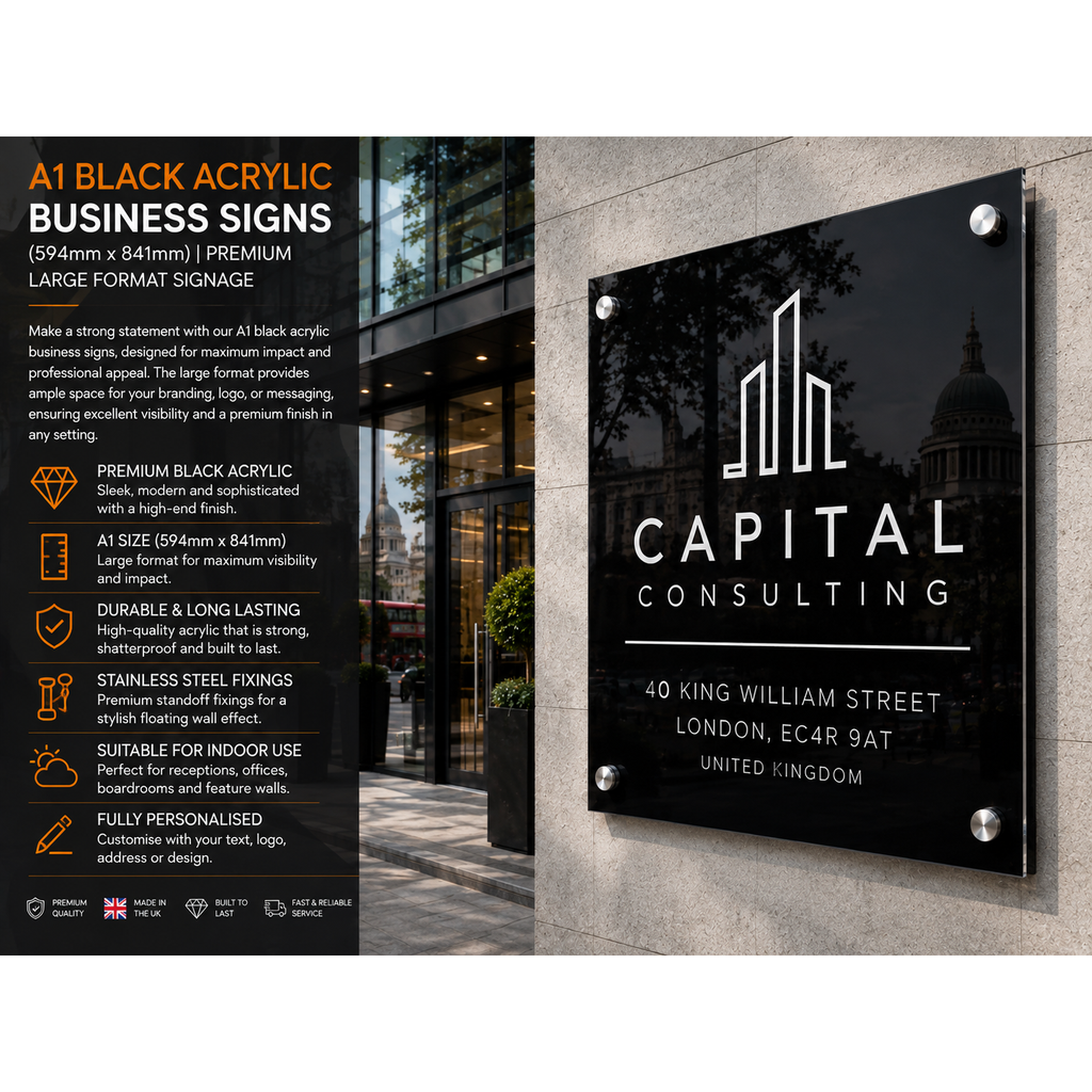 Personalised A1 Acrylic Sign 594mm x 841mm