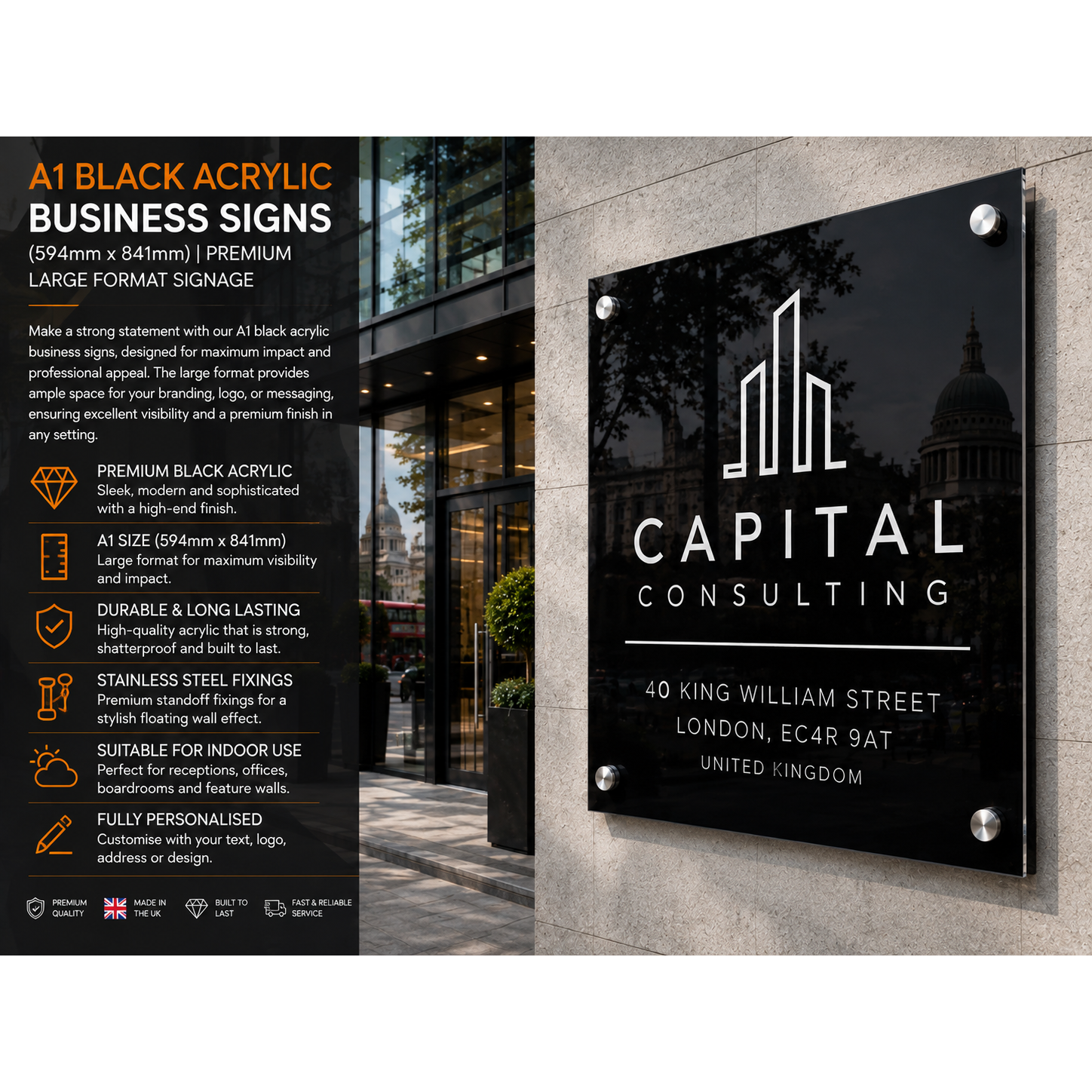 Personalised A1 Acrylic Sign 594mm x 841mm