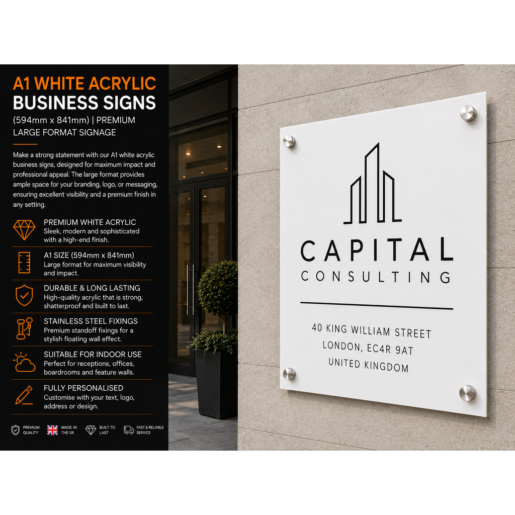 Personalised A1 Acrylic Sign 594mm x 841mm
