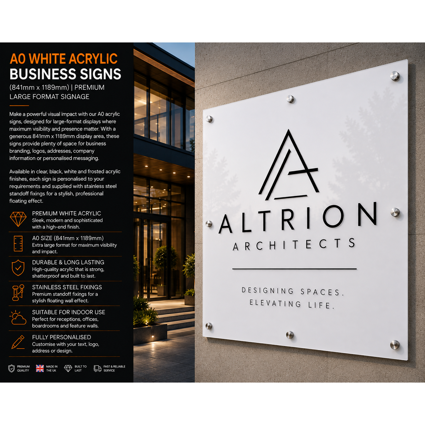 Personalised A0 Acrylic Sign 841mm x 1181mm