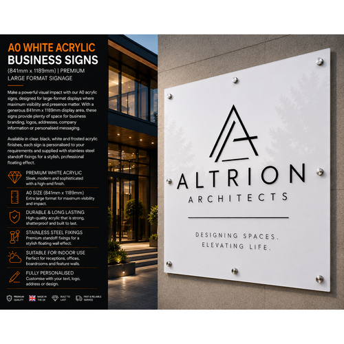 Personalised A0 Acrylic Sign 841mm x 1181mm