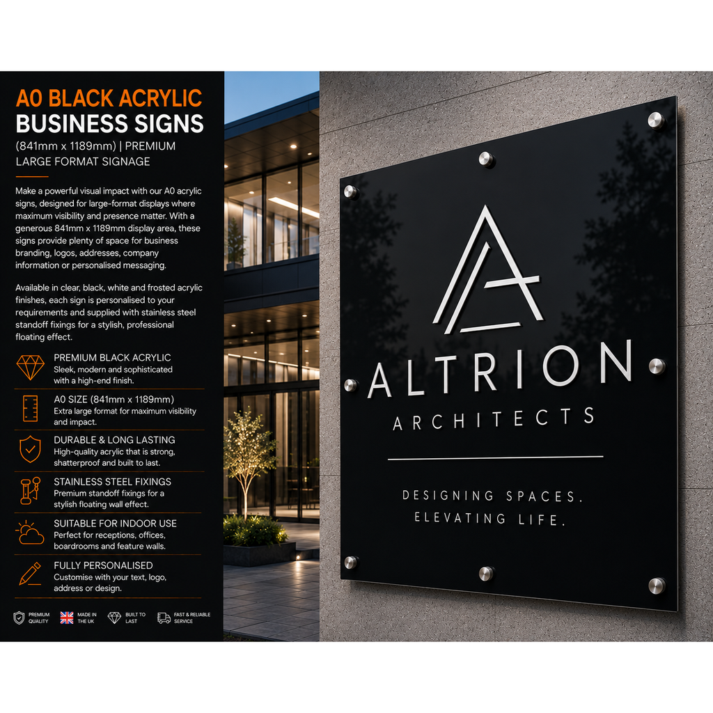 Personalised A0 Acrylic Sign 841mm x 1181mm